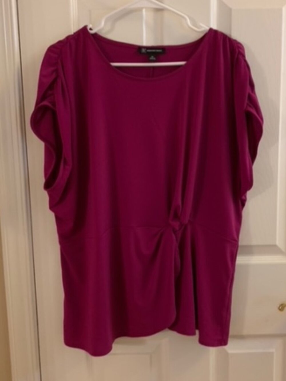 Women's INC Fuchsia Top With Ruching, Size 2x